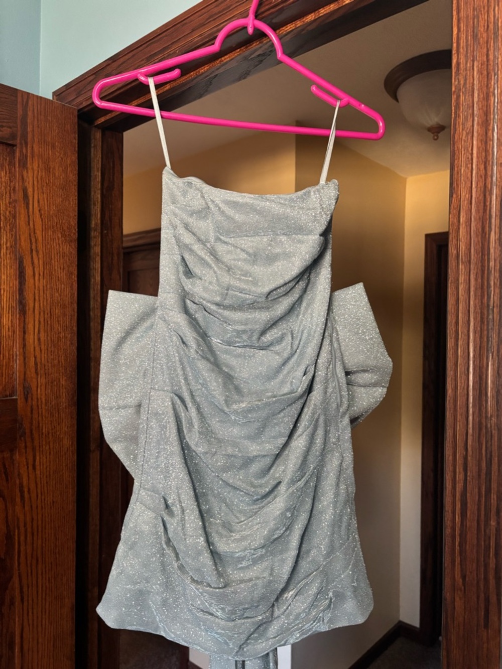 Ice Blue Detachable Bow Mini Dress